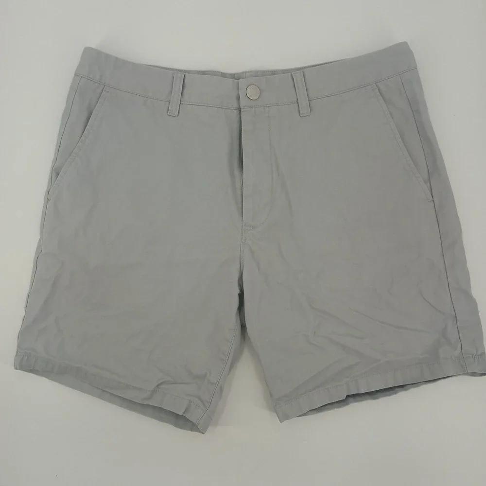 Bonobos Mens Washed Chino Shorts Light Grey 7 Inch Inseam Size 34 Cotton Twill
